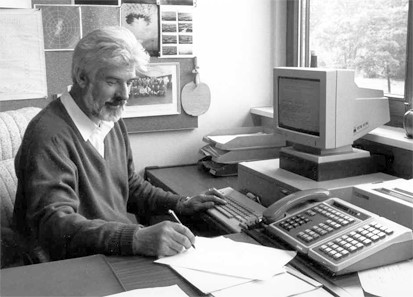 At the desk in the Pavillion, 1989. 