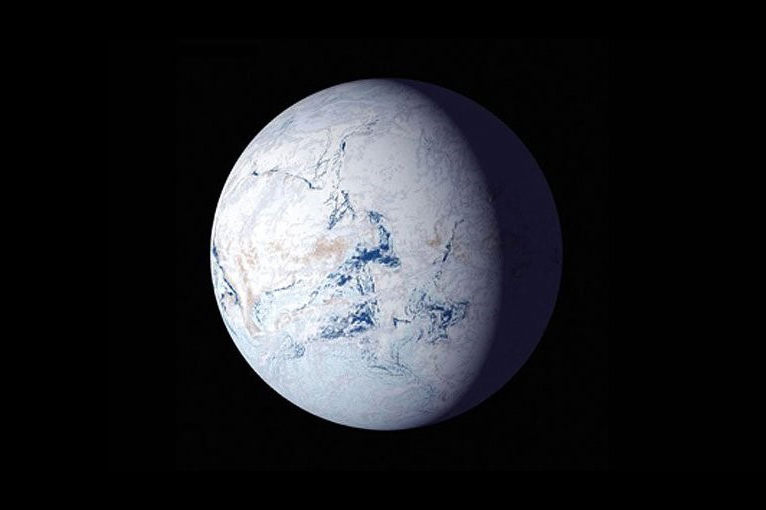  An artist illustration of a ‘snowball Earth’.