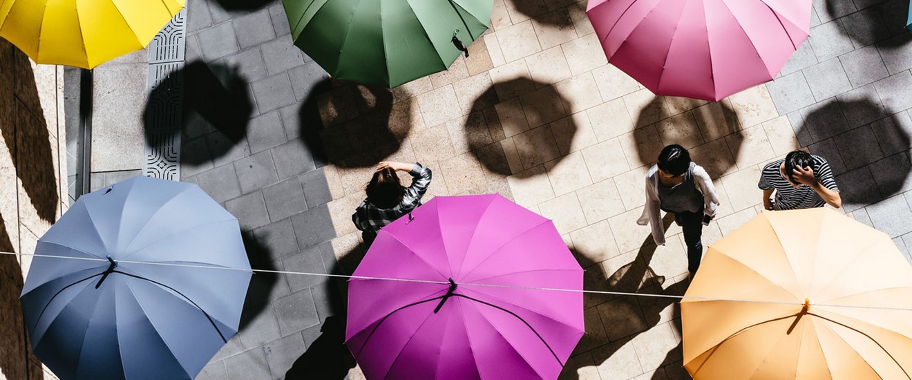 Colored umbrellas